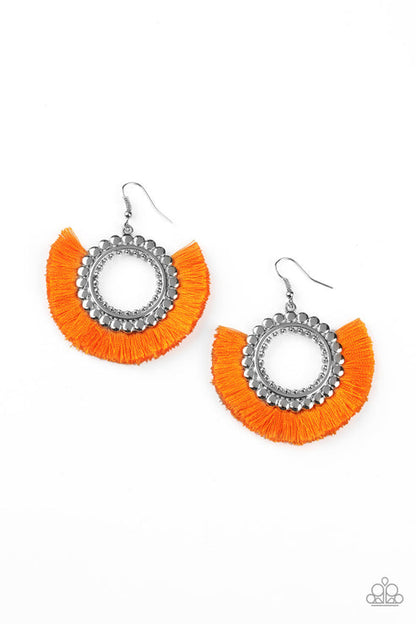 Fringe Fanatic Orange Earrings Paparazzi