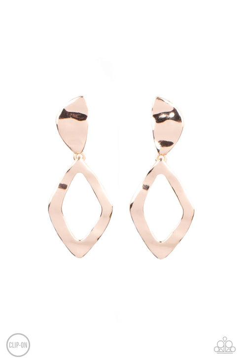 Industrial Gallery Rose Gold Clip-On Earrings Paparazzi