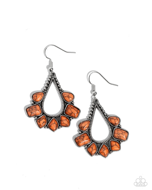 Mesa Trek Orange Earrings Paparazzi