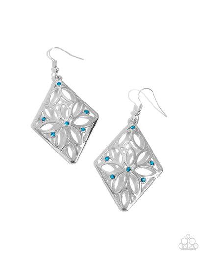 Pumped Up Posies Blue Earrings Paparazzi