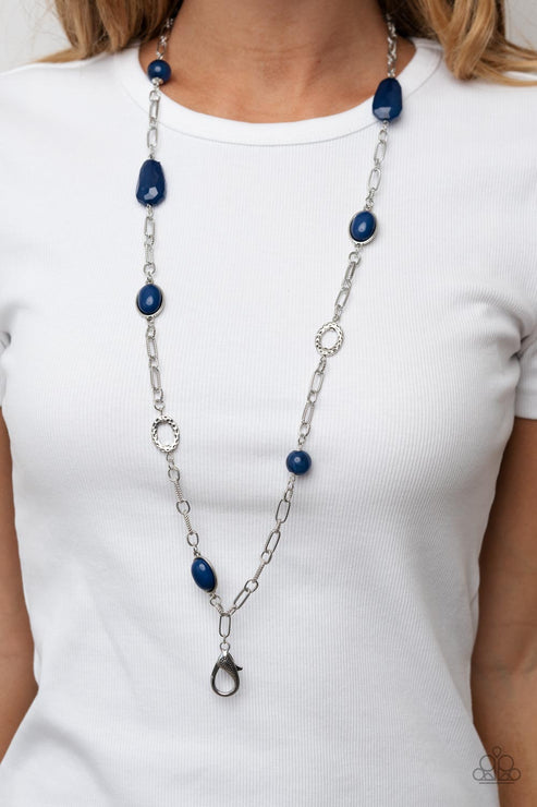 Barcelona Bash Blue Lanyard Necklace Paparazzi