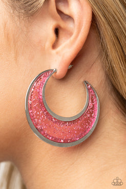 Charismatically Curvy Pink Hoop Earrings Paparazzi