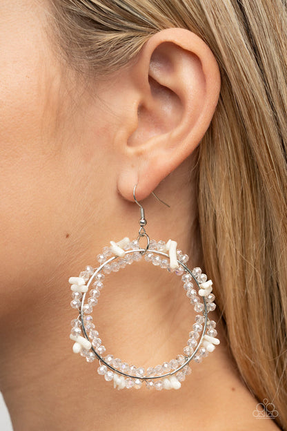 Ocean Surf White Earrings Paparazzi