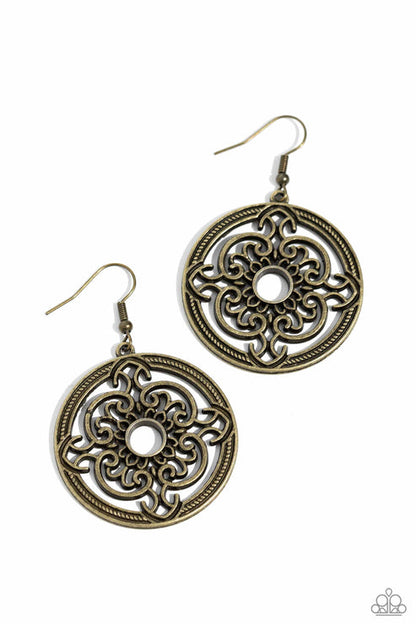 Mandala Meditation Brass Earrings Paparazzi