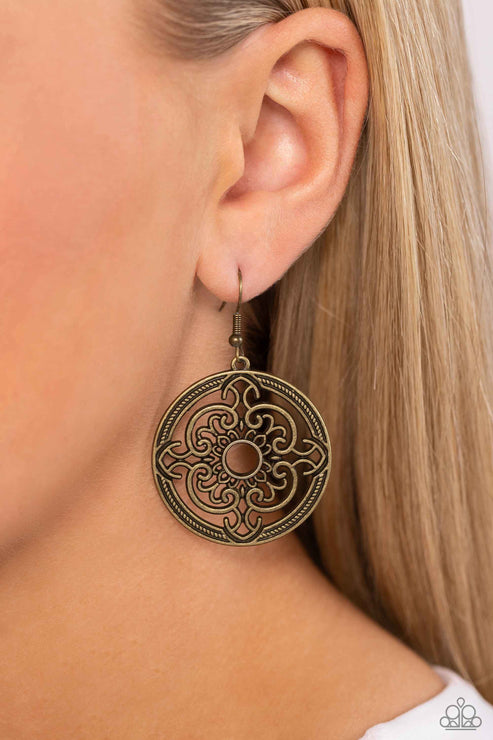 Mandala Meditation Brass Earrings Paparazzi