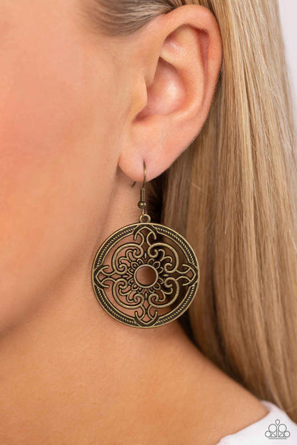 Mandala Meditation Brass Earrings Paparazzi