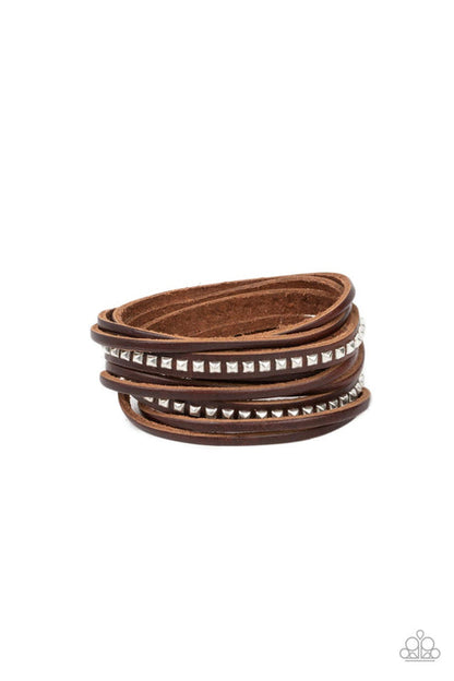 Studded Sensation Brown Bracelet Paparazzi