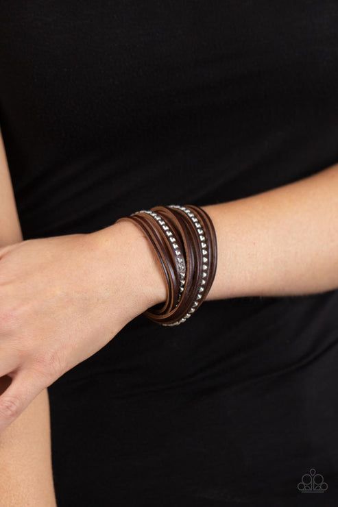 Studded Sensation Brown Bracelet Paparazzi