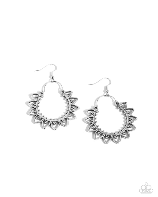 Botanical Tambourine Silver Earrings Paparazzi