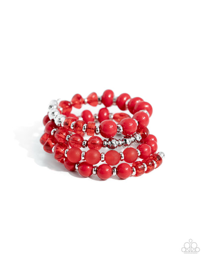 Colorful Charade Red Bracelet Paparazzi