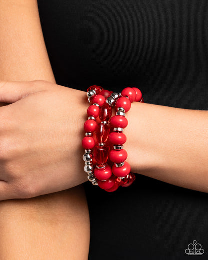 Colorful Charade Red Bracelet Paparazzi