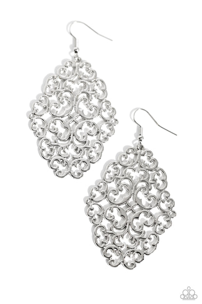 Contemporary Courtyards Silver Earrings Paparazzi