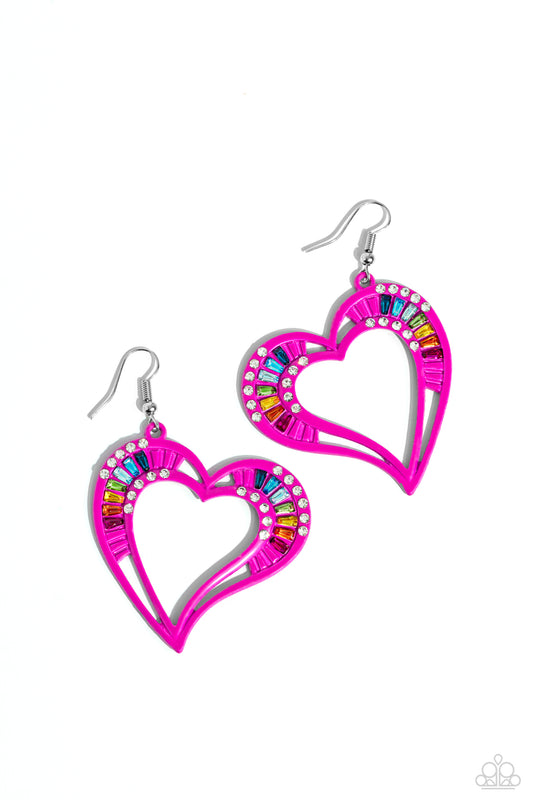 Embellished Emeralds Pink Earrings Paparazzi