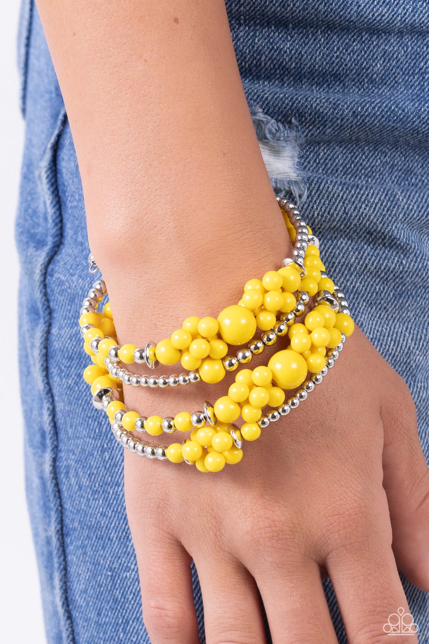 Compelling Clouds Yellow Bracelet Paparazzi