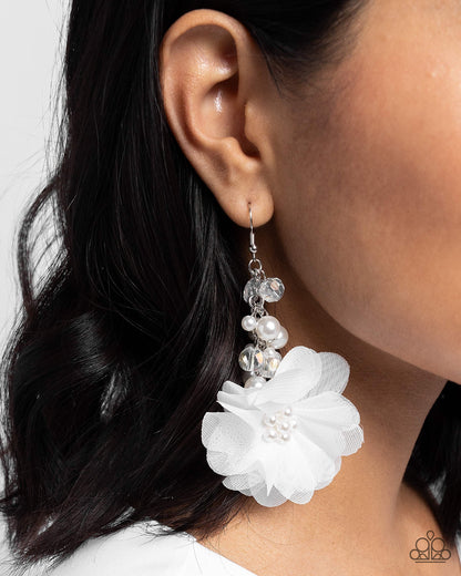 Fashionable Flower Girl White Earrings Paparazzi