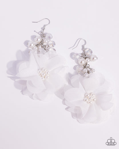 Fashionable Flower Girl White Earrings Paparazzi