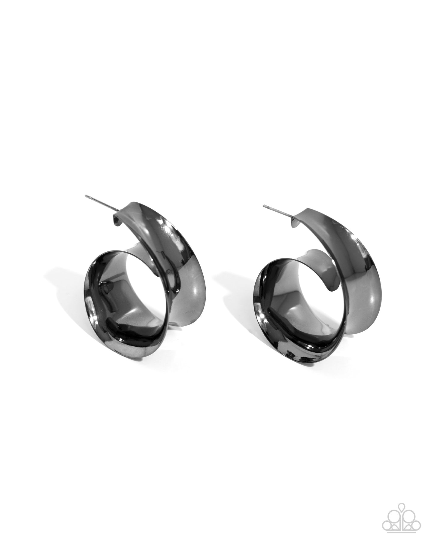 Curly Cadence Black Hoop Earrings Paparazzi