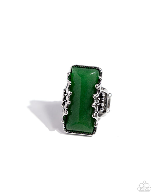 Scalloped Stone Green Ring Paparazzi