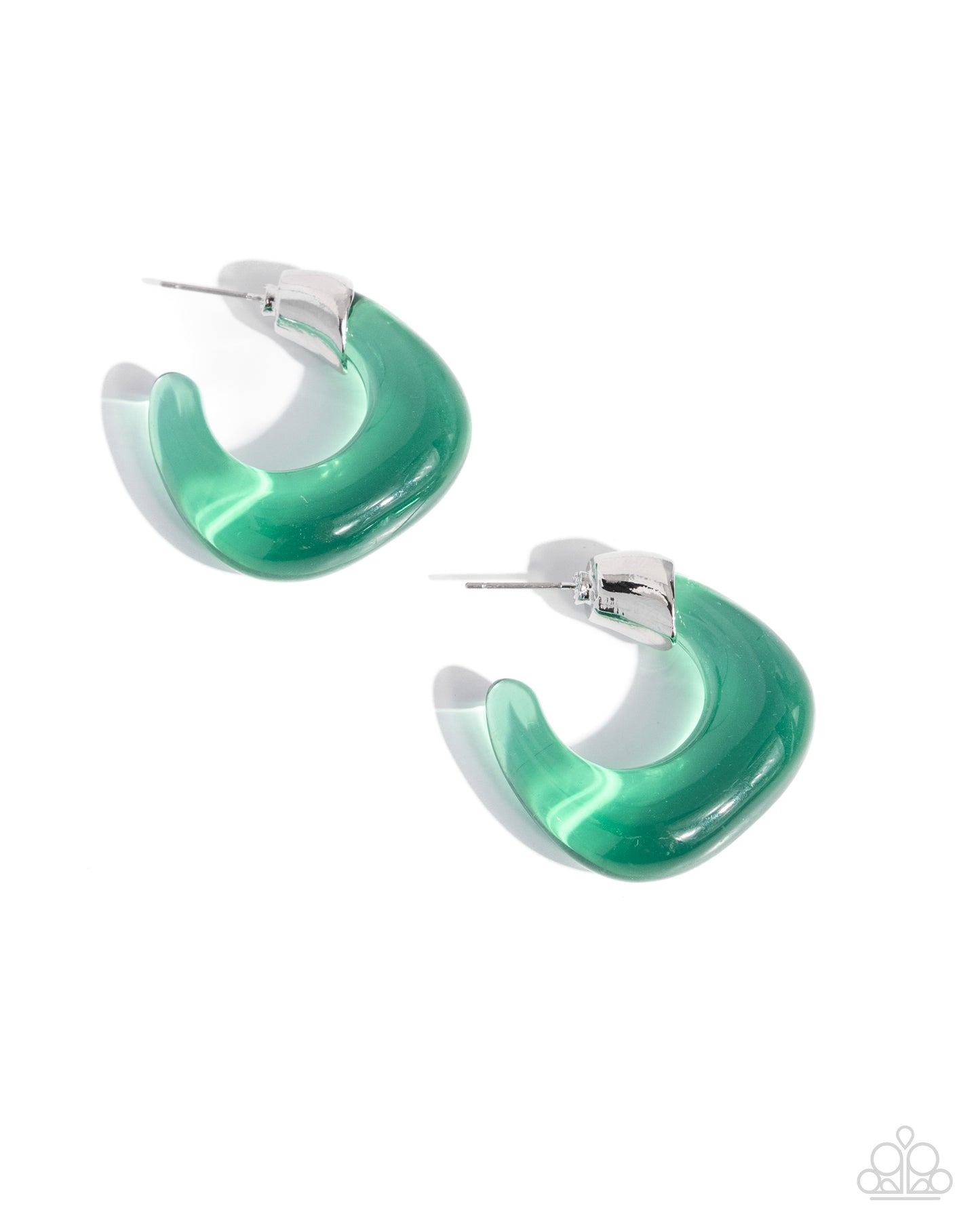 Clear Charm Green Hoop Earrings Paparazzi