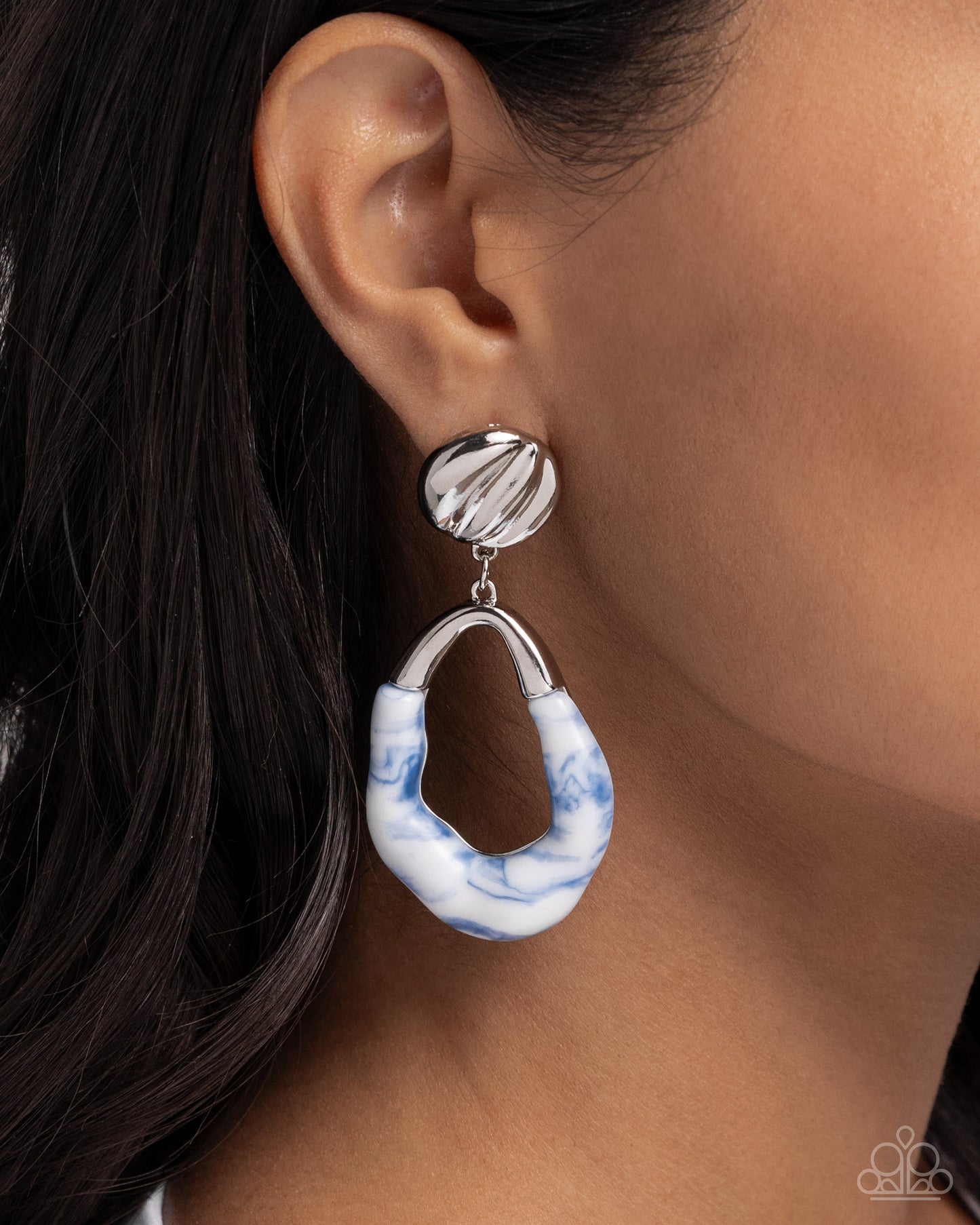 High-Sheen Swirls Blue Earrings Paparazzi