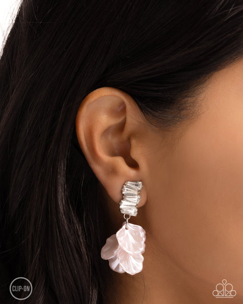 Stacked Sprigs Pink Clip-On Earrings Paparazzi