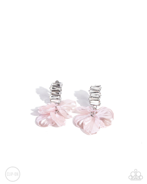 Stacked Sprigs Pink Clip-On Earrings Paparazzi