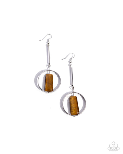 Serendipitous Stones Brown Earrings Paparazzi