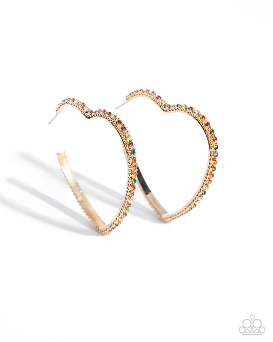 Halftime Hearts Multi Gold Hoop Earrings Paparazzi