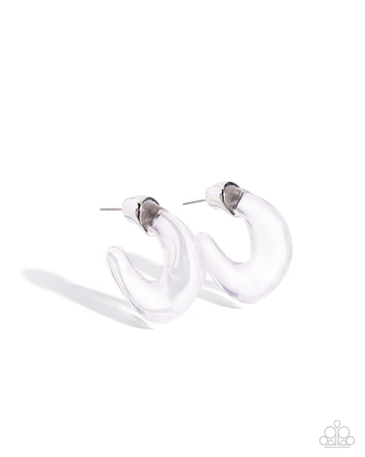 Clear Charm White Hoop Earrings Paparazzi