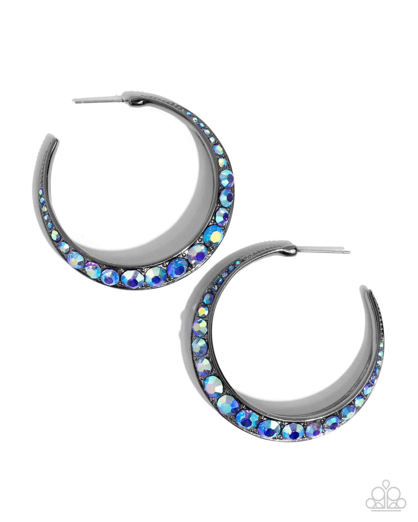 Embedded Edge Blue Hoop Earrings Paparazzi