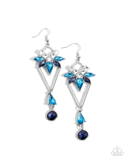 Shoulder-Dusting Shimmer Blue Earrings Paparazzi