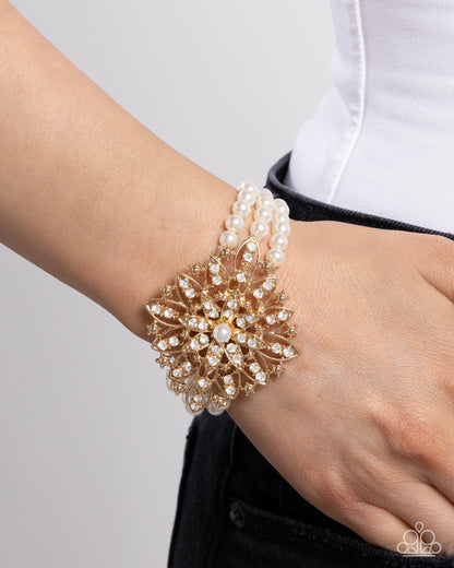 Flattering Floral Gold Bracelet Paparazzi