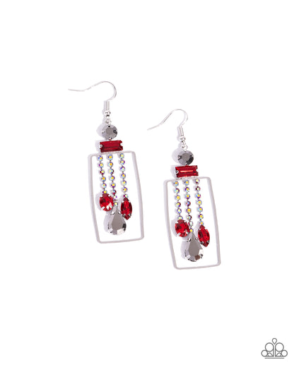 Framed Feature Red Earrings Paparazzi