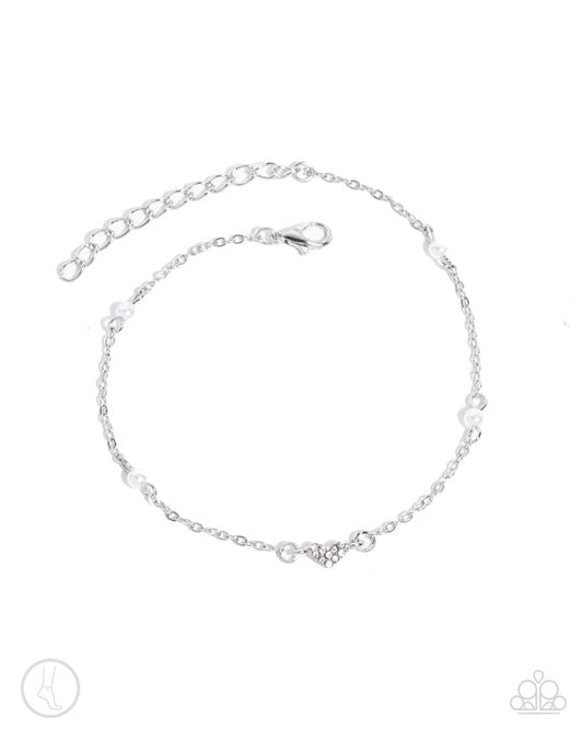 Ladylike Loop White Ankle Bracelet Paparazzi