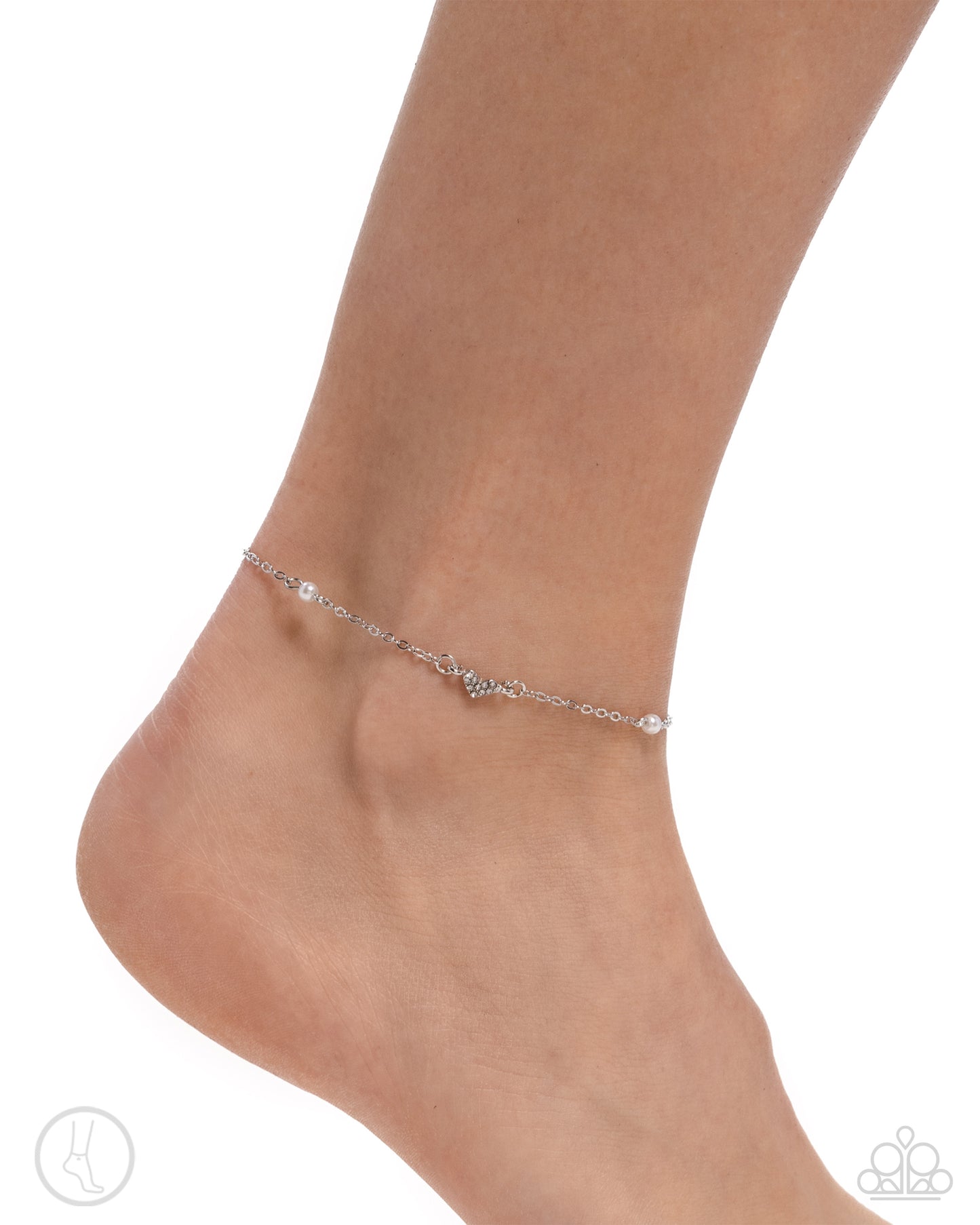 Ladylike Loop White Ankle Bracelet Paparazzi