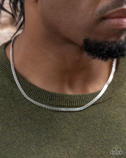 Chained Character Silver Mens Necklace Paparazzi