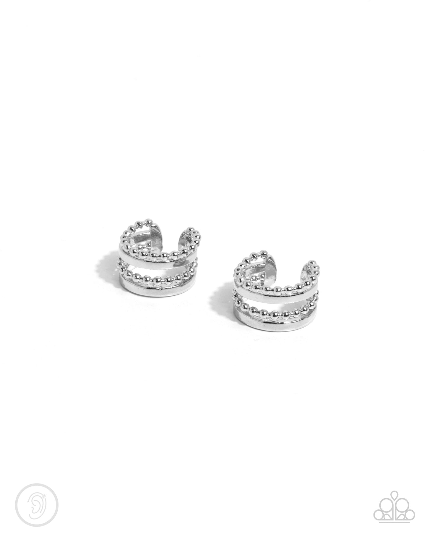 Stacked Spectacle Silver Ear Cuff Earrings Paparazzi