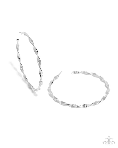 Steady Spirals Silver Hoop Earrings Paparazzi