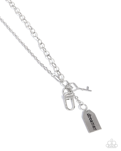 Dreamy Direction Silver Necklace Lanyard Paparazzi