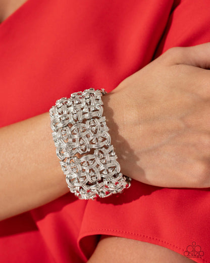 Woven Wardrobe White Bracelet Paparazzi