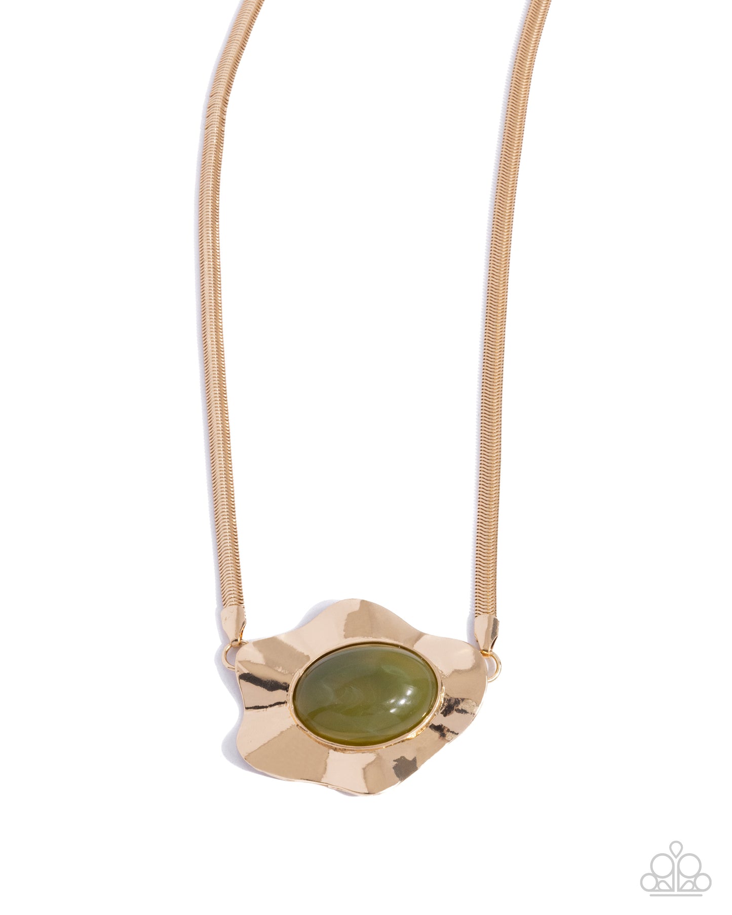 Sideways Shimmer Green Necklace Paparazzi