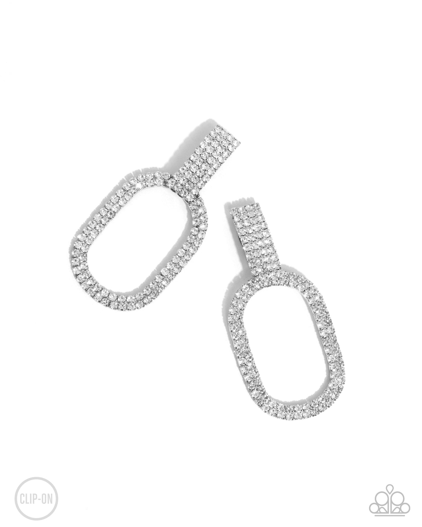 Guarded Glitz White Clip-On Earrings Paparazzi