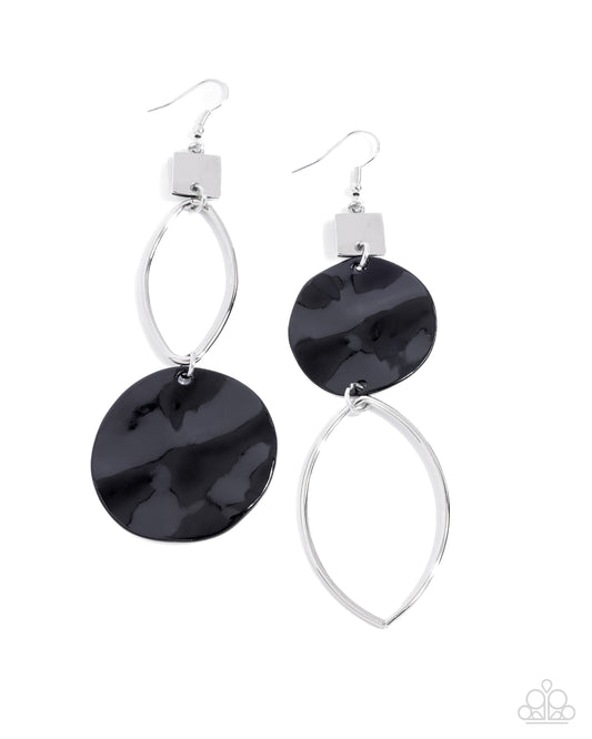 Obsessive Ostinato Black Earrings Paparazzi