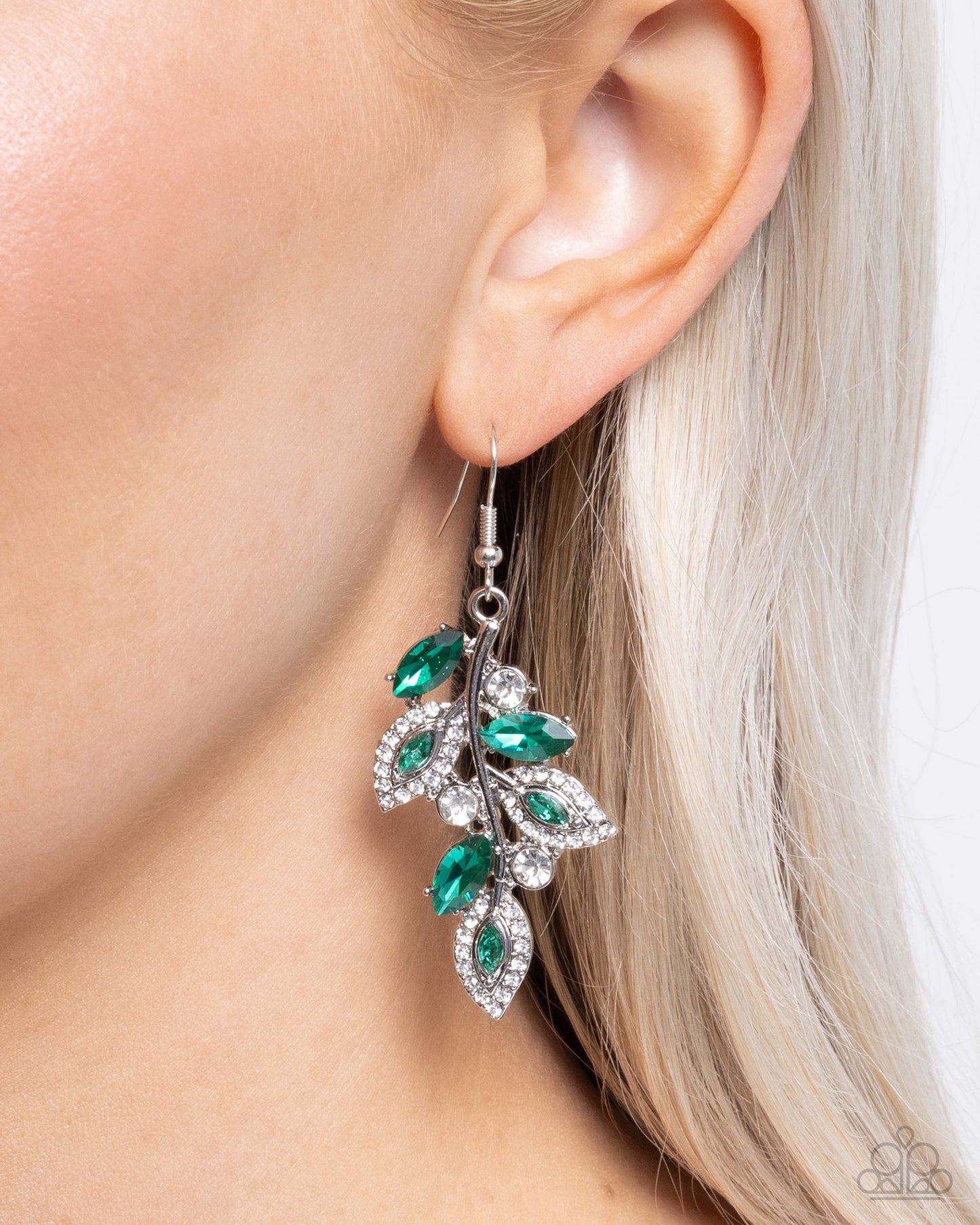 Flourishing Feature Green Earrings Paparazzi