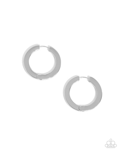 Circling Chariot Silver Hoop Earrings Paparazzi