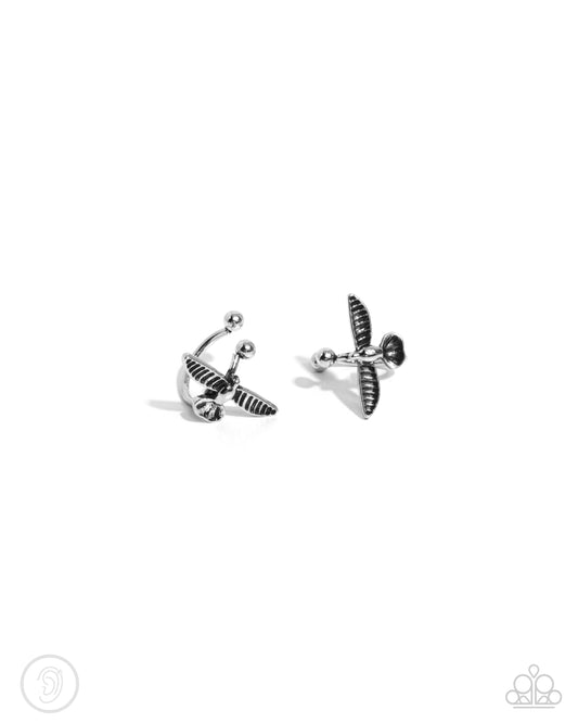 Soaring Sparrow Silver Ear Cuff Earrings Paparazzi