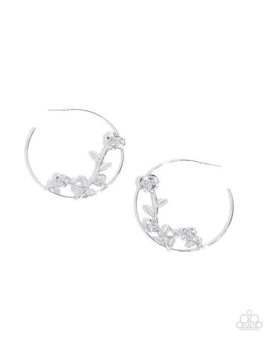 Blooming Benefit Silver Hoop Earrings Paparazzi