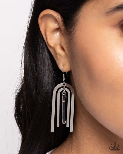 Coarse Conversation Black Earrings Paparazzi