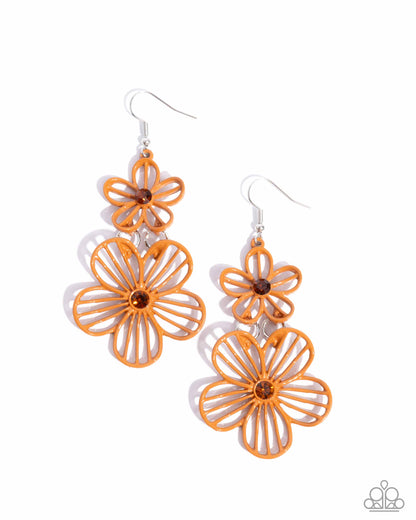 Textured Tiers Orange Earrings Paparazzi