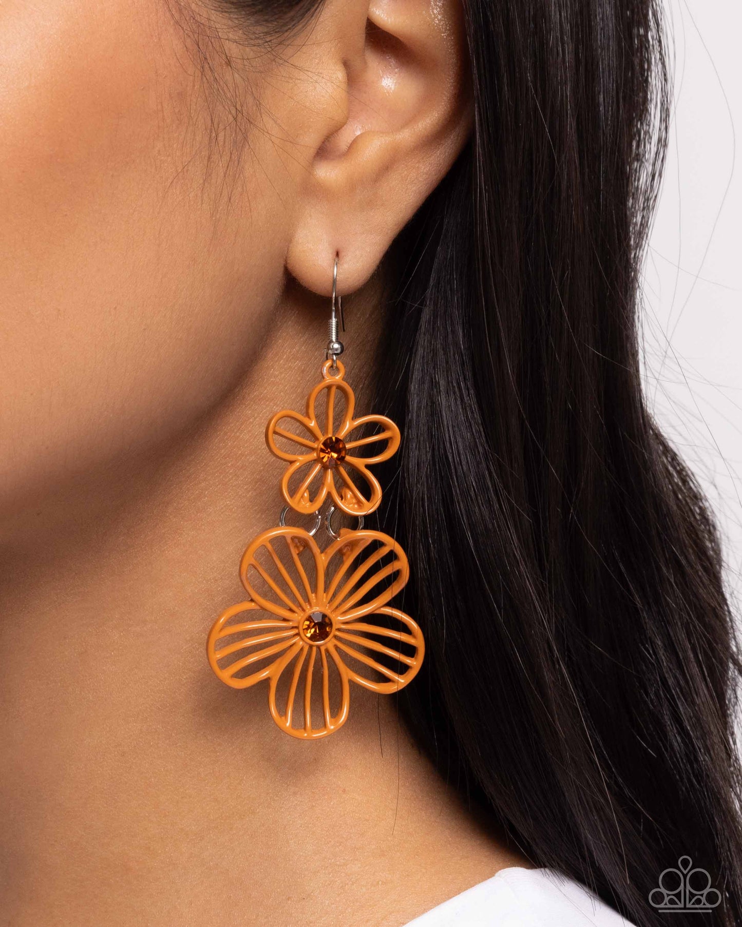 Textured Tiers Orange Earrings Paparazzi